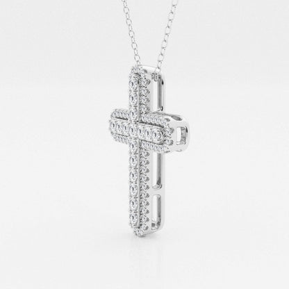 0.76 TCW Round Shape Moissanite Cross Pendant Necklace