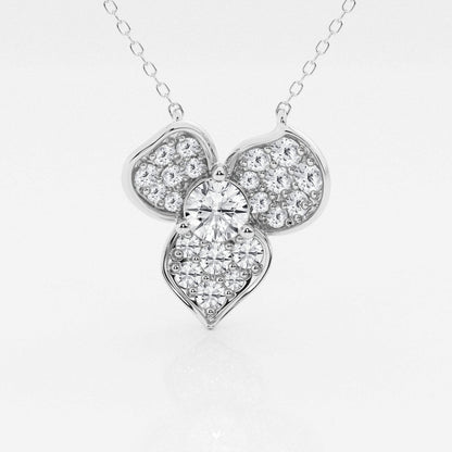 0.96 TCW Round Shape Moissanite Flower Necklace