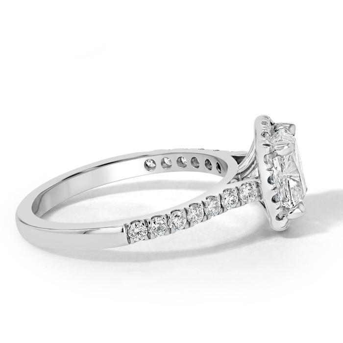 1.50 CT Cushion Cut Halo Pave Setting Moissanite Engagement Ring