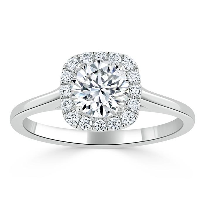 0.75 CT Round Cut Halo Moissanite Engagement Ring