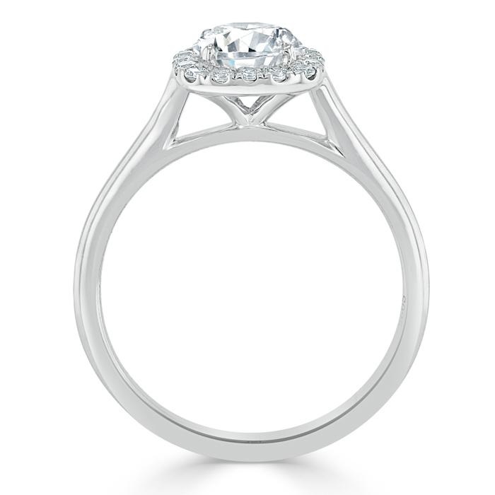 0.75 CT Round Cut Halo Moissanite Engagement Ring