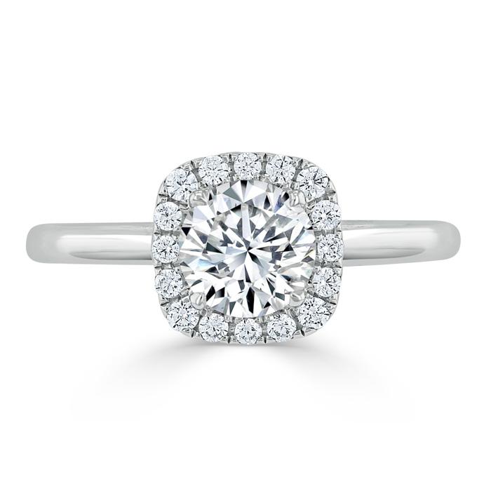 0.75 CT Round Cut Halo Moissanite Engagement Ring