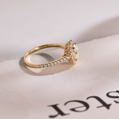 Stunning 1.0 - 2.0 CT Oval Moissanite Engagement Ring with Pave & Halo Design 9