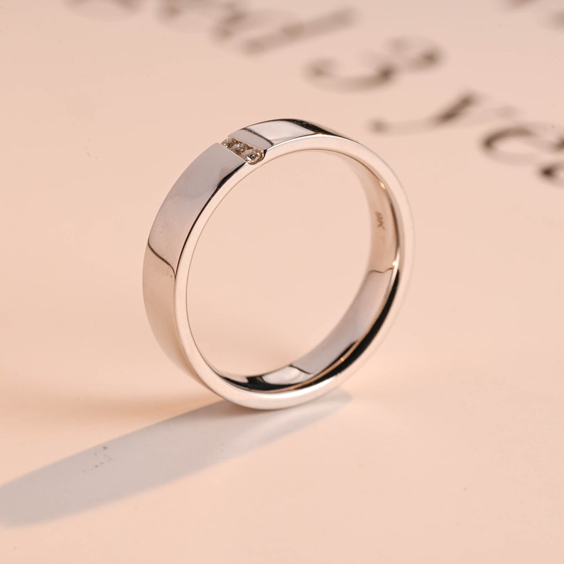 Delicate Moissanite Band with 0.05 TCW Round Cut Stones in Solid Gold 4