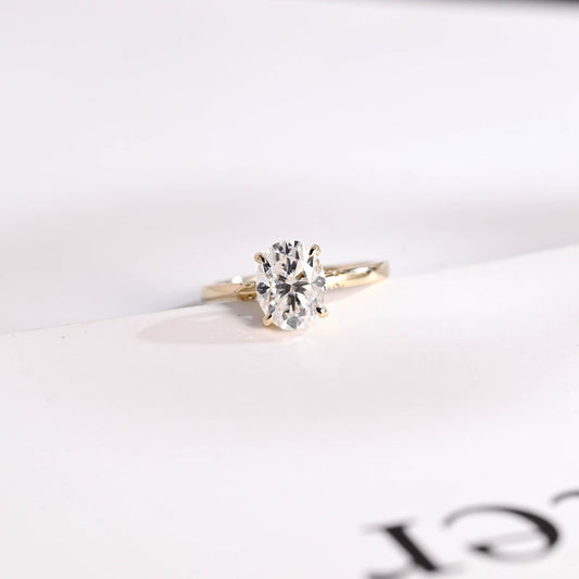 Stunning 1.0 - 2.0 CT Oval Moissanite Engagement Ring with Hidden Halo Design 1