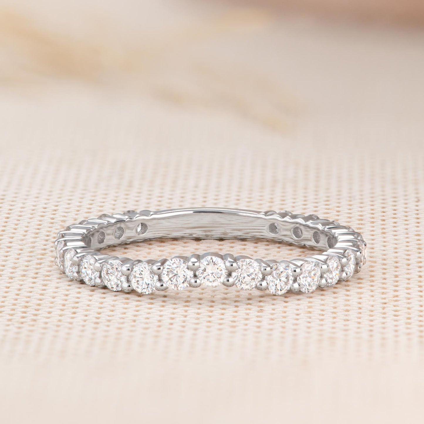 0.63 CT Round Shaped Moissanite Semi Eternity Wedding Band