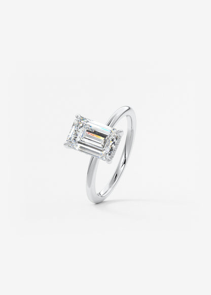 Emerald Hidden Halo Lab Grown Diamond Engagement Ring