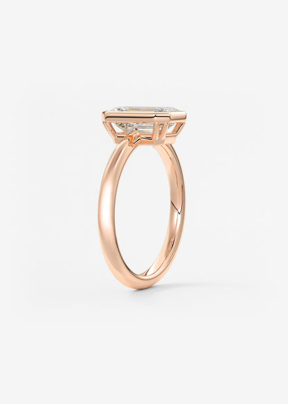Emerald Bezel Lab Grown Diamond Engagement Ring