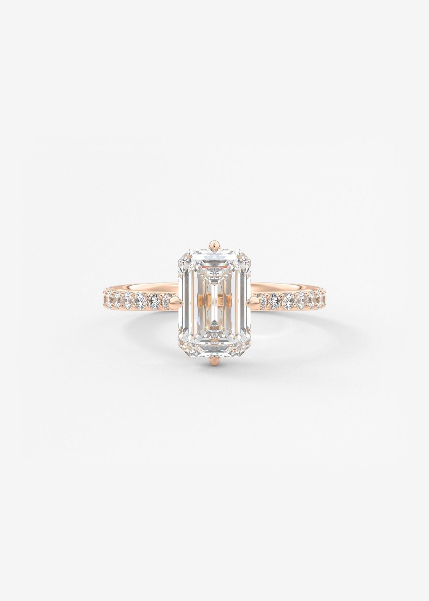 Emerald Hidden Halo Pave Lab Grown Diamond Engagement Ring
