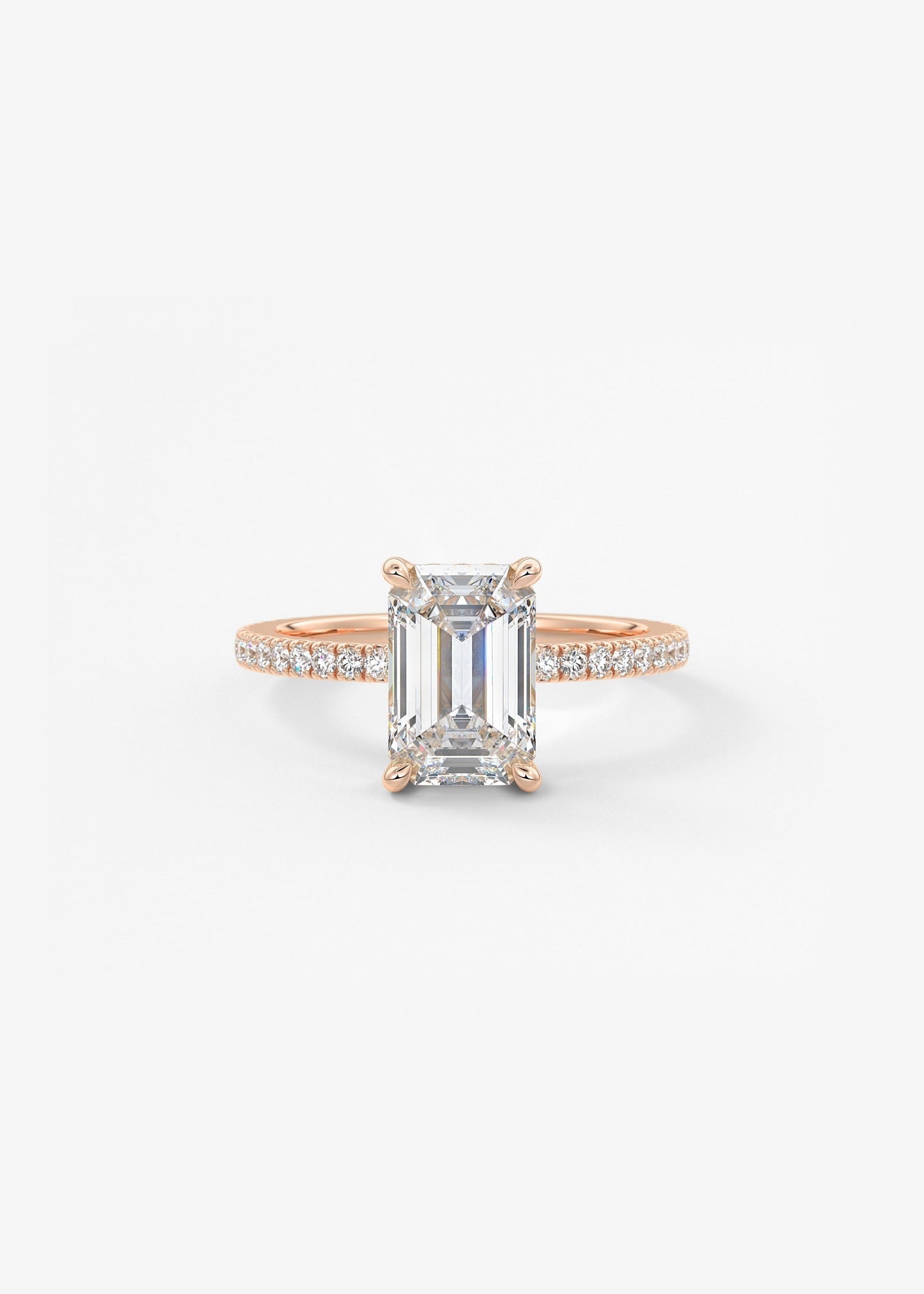 Emerald Hidden Halo Pave Lab Grown Diamond Engagement Ring