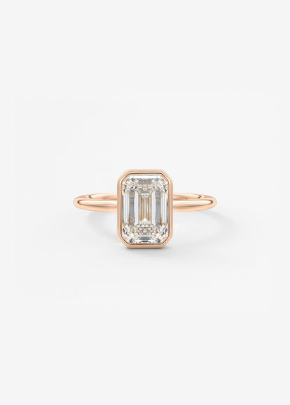 Emerald Bezel Lab Grown Diamond Engagement Ring