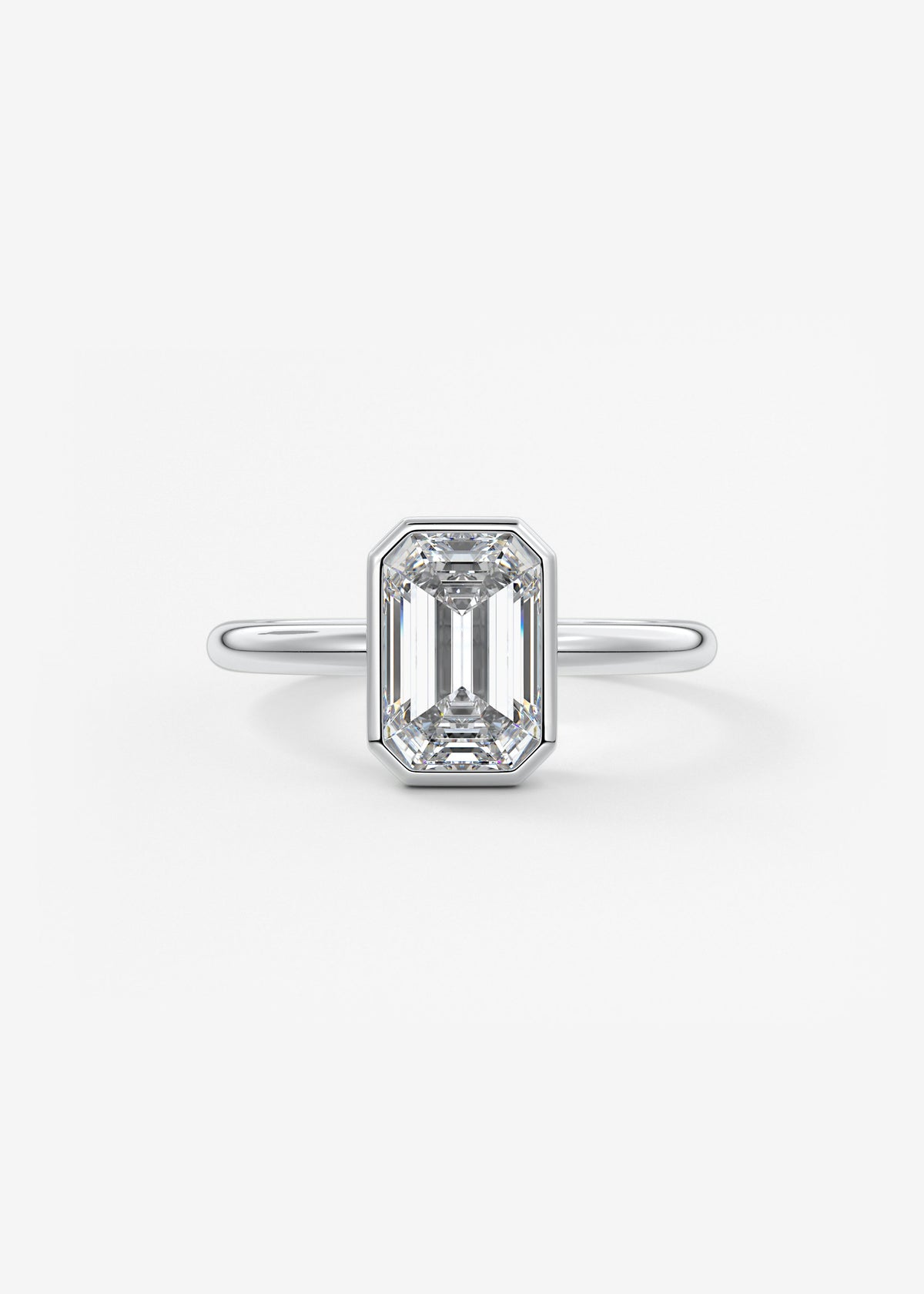 Emerald Bezel Lab Grown Diamond Engagement Ring