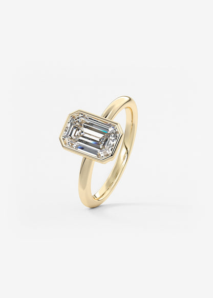 Emerald Bezel Lab Grown Diamond Engagement Ring