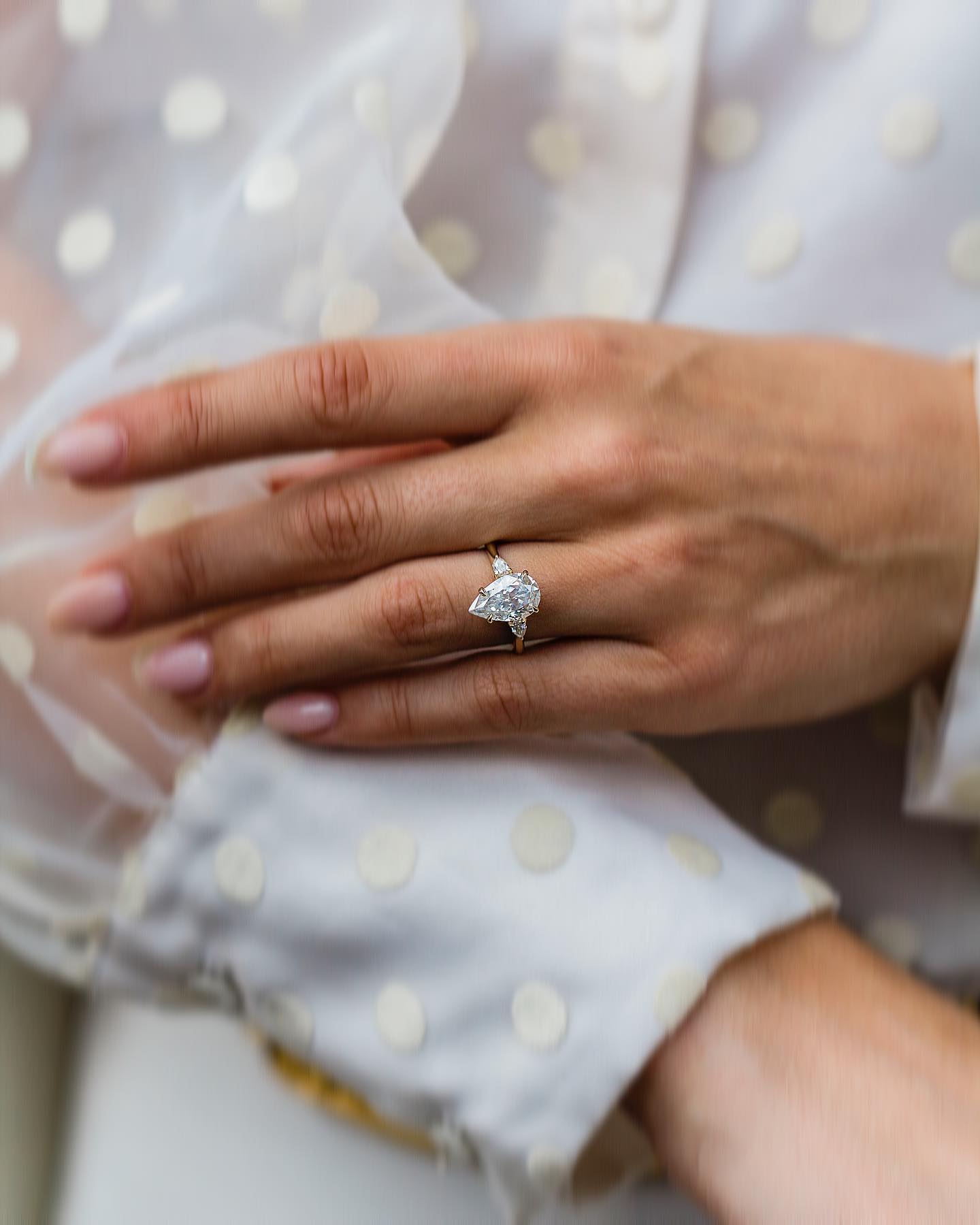 3.30 CT Pear Three Stone Moissanite Engagement Ring