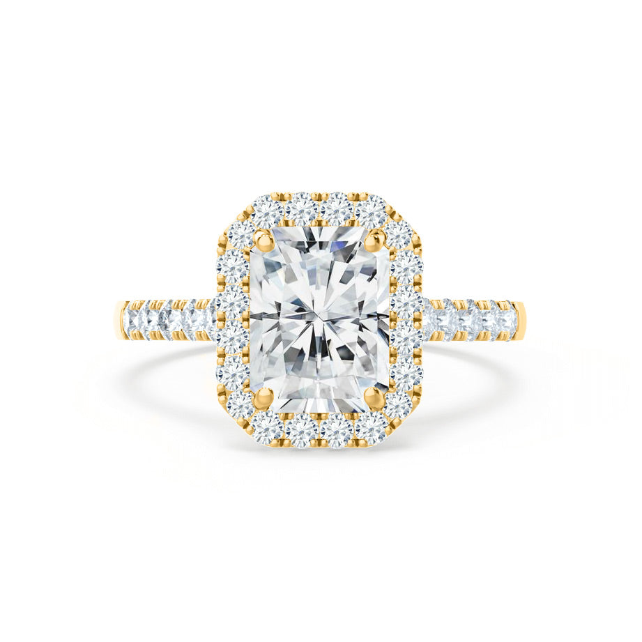 0.70 CT Radiant Shaped Moissanite Halo Style Engagement Ring