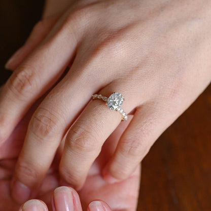 Stunning 1.0 - 2.0 CT Oval Moissanite Engagement Ring with Pave & Hidden Halo Design 4