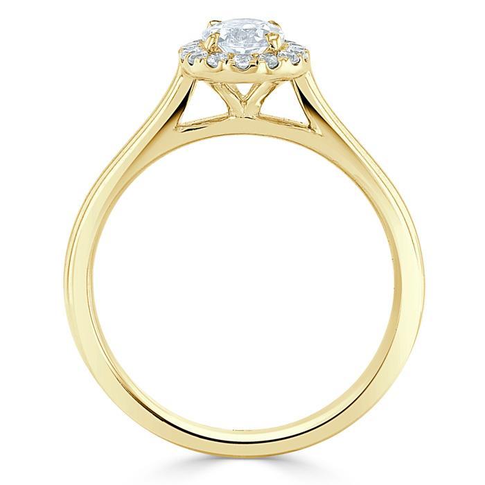 0.75 CT Oval Cut Halo Moissanite Engagement Ring