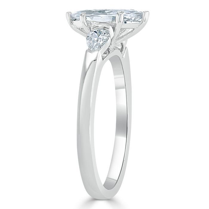 0.75 CT Marquise Cut Three Stone Moissanite Engagement Ring