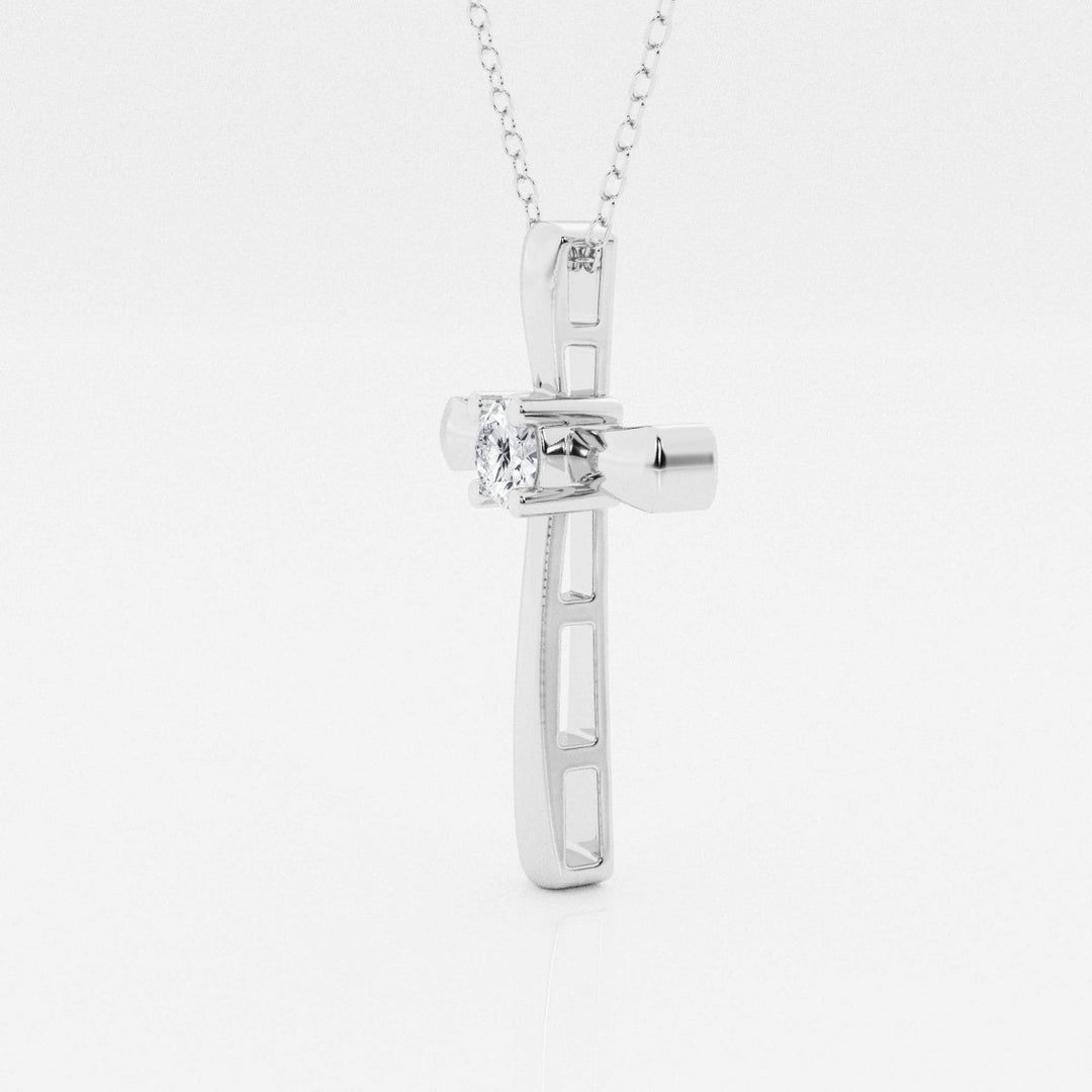0.24 TCW Round Shape Moissanite Cross Pendant Necklace