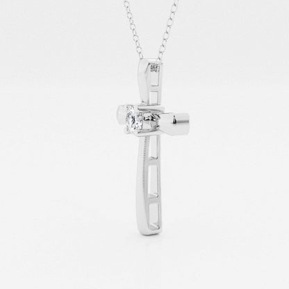 0.24 TCW Round Shape Moissanite Cross Pendant Necklace