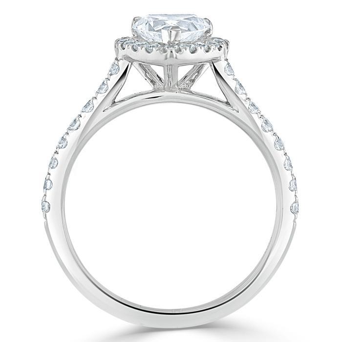 1.0 CT Heart Cut Halo Moissanite Engagement Ring With Pave Setting