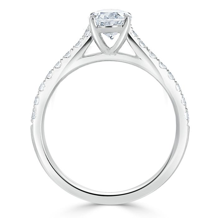 0.94 CT Oval Cut Solitaire Moissanite Engagement Ring With Pave Setting