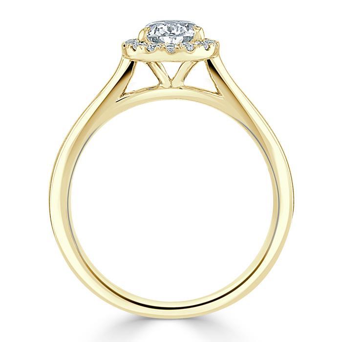 1.0 CT Pear Cut Halo Moissanite Engagement Ring