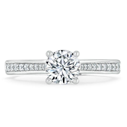 0.75 CT Round Cut Solitaire Moissanite Engagement Ring With Channel Setting