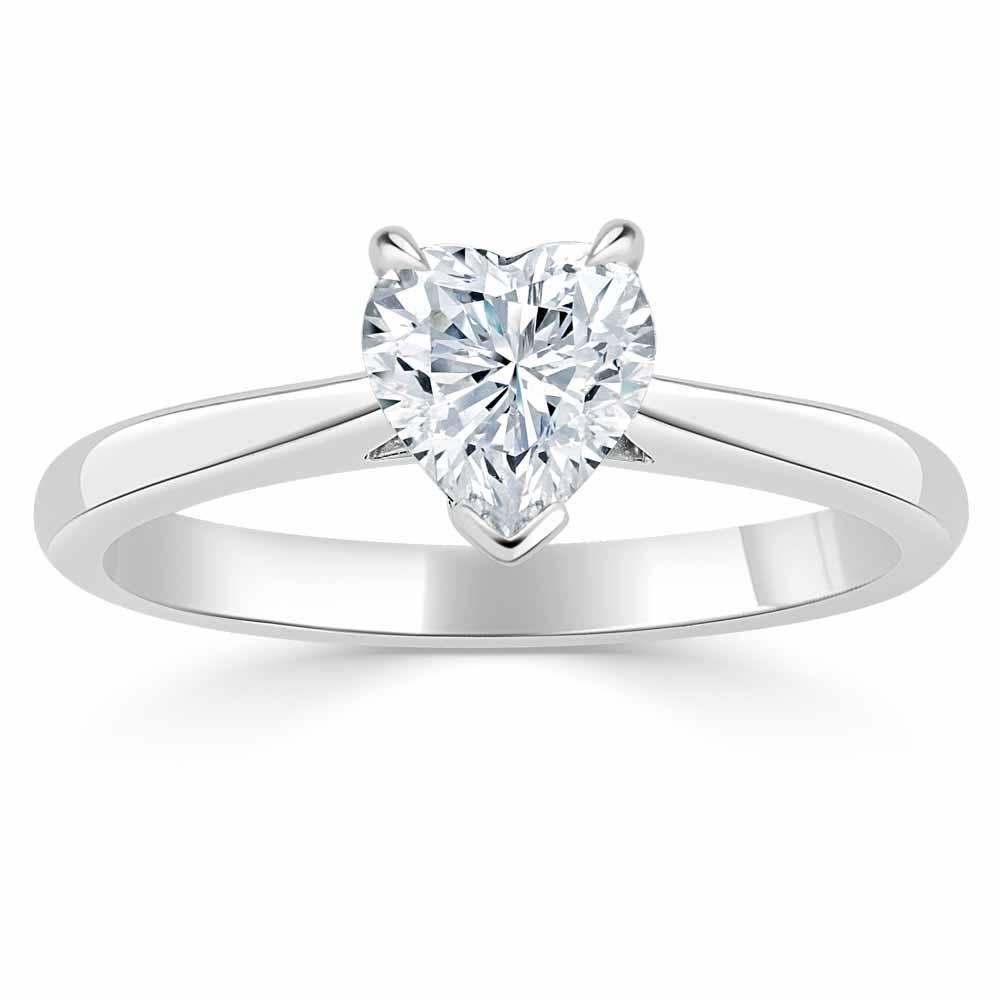 1.0 CT Heart Cut Solitaire Moissanite Engagement Ring