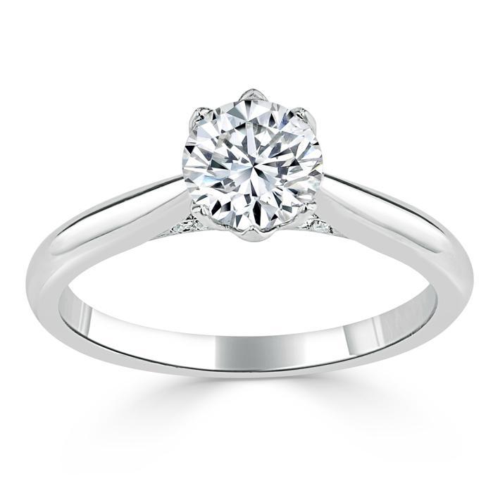 0.75 CT Round Cut Solitaire Moissanite Engagement Ring