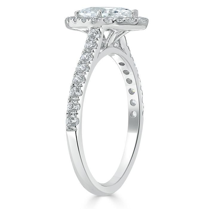 1.0 CT Marquise Cut Halo Moissanite Engagement Ring With Pave Setting