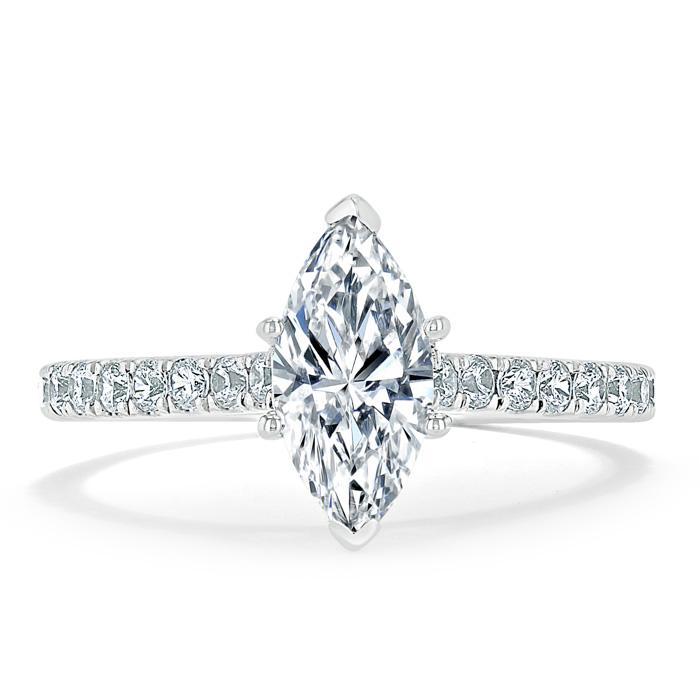 1.0 CT Marquise Cut Solitaire Pave Moissanite Engagement Ring