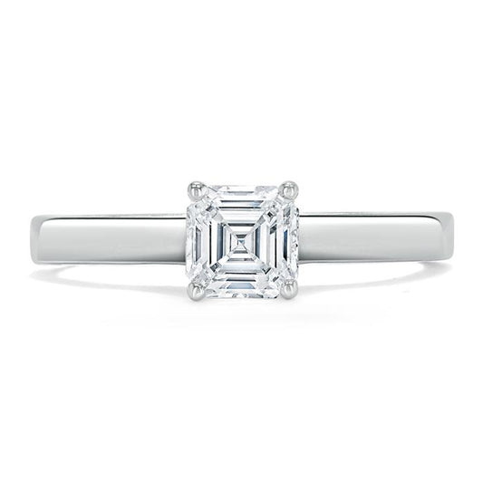 1.0 CT Asscher Cut Solitaire Moissanite Engagement Ring