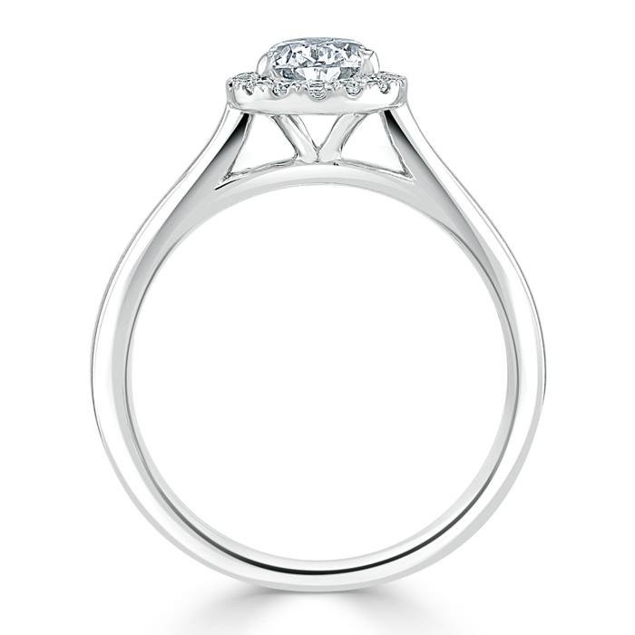 1.0 CT Pear Cut Halo Moissanite Engagement Ring