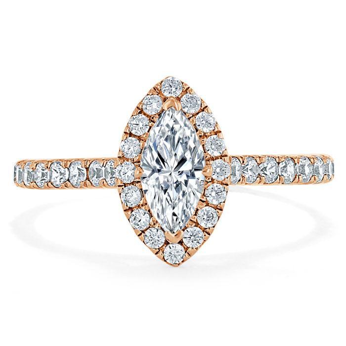 1.0 CT Marquise Cut Halo Moissanite Engagement Ring With Pave Setting