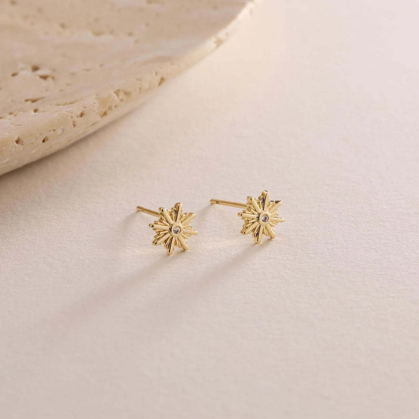 0.02 TCW Round Moissanite Sunburst Stud Earrings