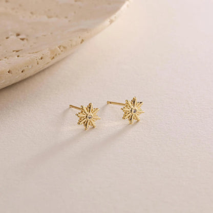 0.02 TCW Round Moissanite Sunburst Stud Earrings