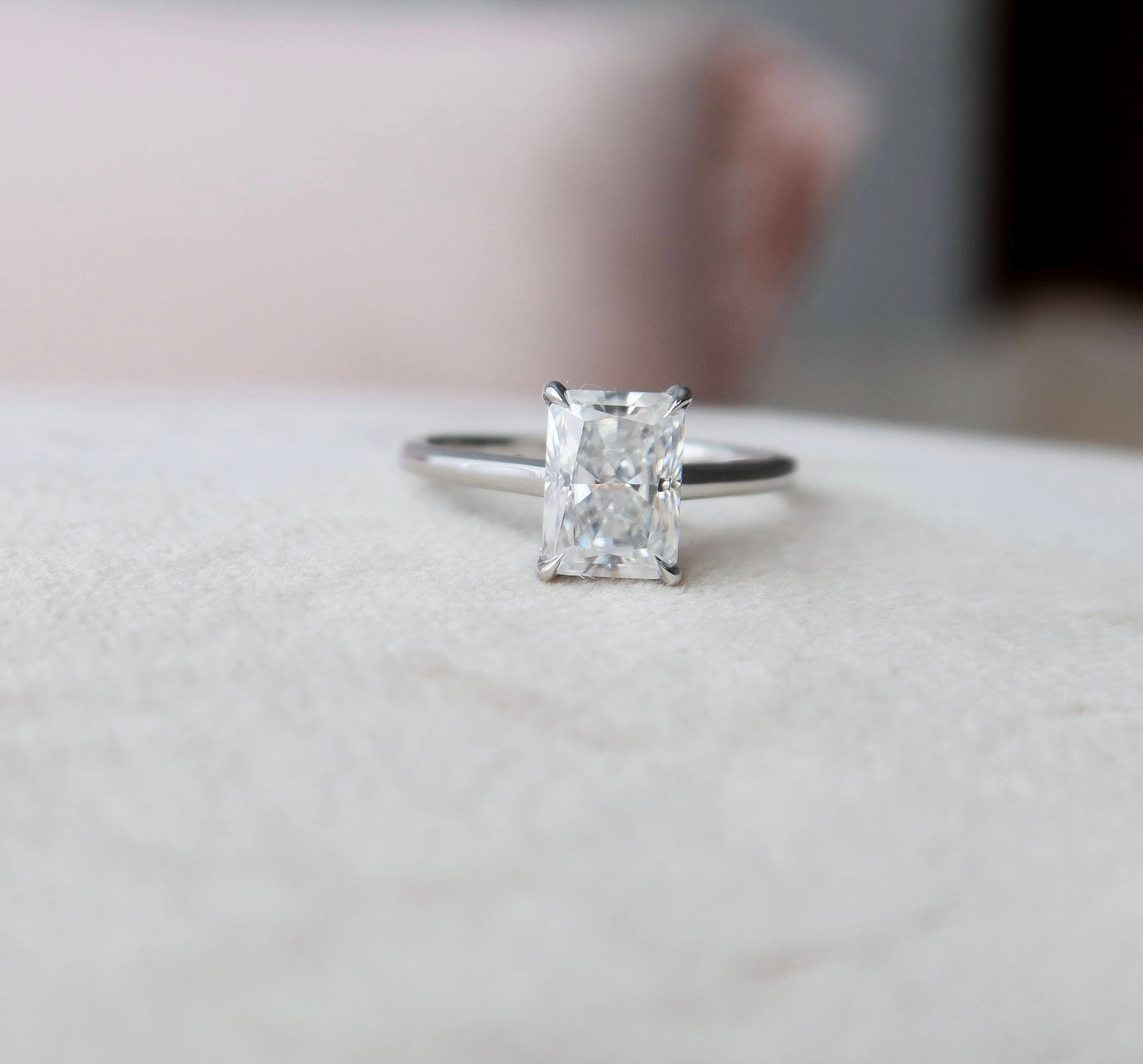 2.0 CT Radiant Cut Solitaire Style Moissanite Engagement Ring