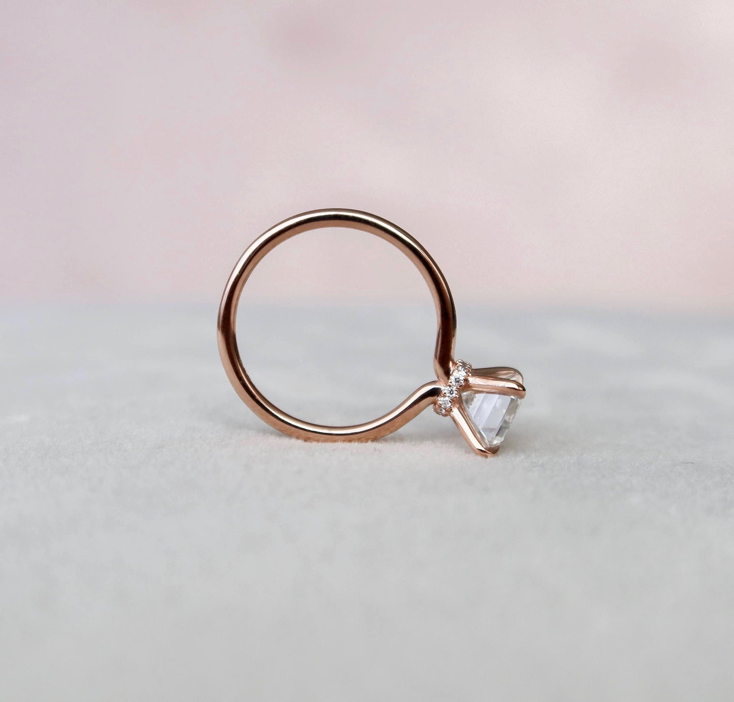 2.0 CT Emerald Hidden Halo & Solitaire Moissanite Engagement Ring