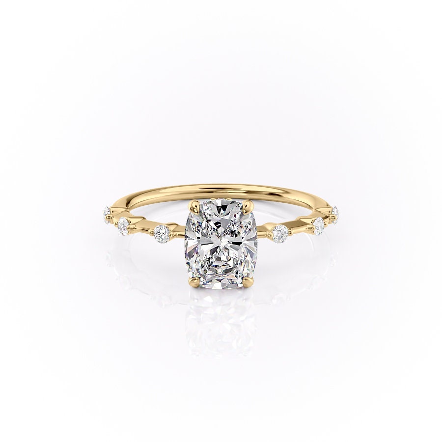 2.0 CT Cushion Dainty Pave Moissanite Engagement Ring