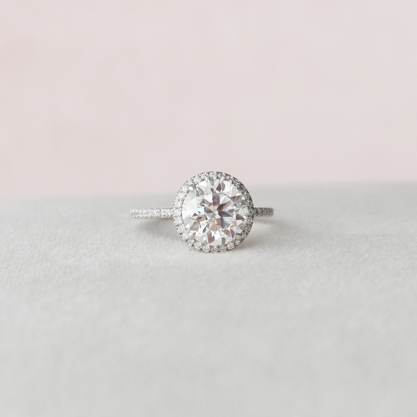 3.0 CT Round Cut Halo Style Moissanite Engagement Ring