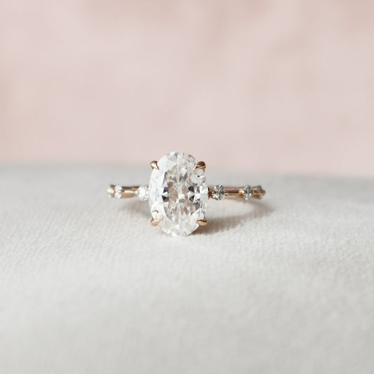 2.0 CT Oval Cut Dainty Pave Moissanite Engagement Ring