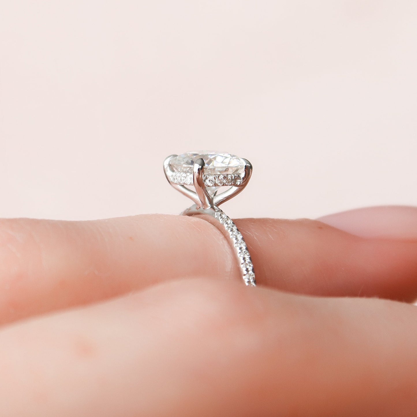 2.0 CT Round Hidden Halo Pave Moissanite Engagement Ring