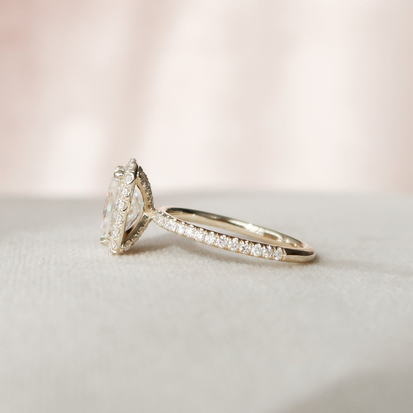 2.0 CT Radiant Cut Halo Style Moissanite Engagement Ring