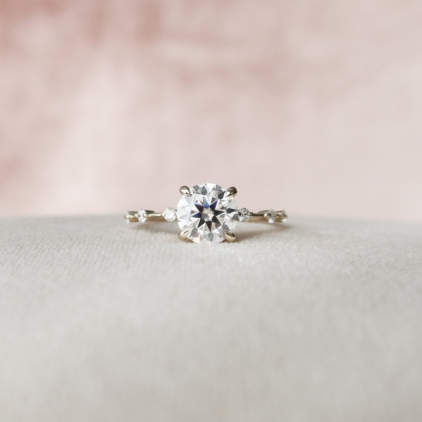 2.0 CT Round Dainty Pave Moissanite Engagement Ring
