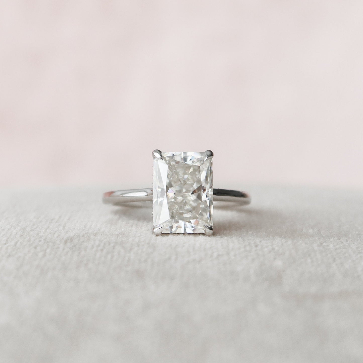 4.0 CT Radiant Solitaire Style Moissanite Engagement Ring