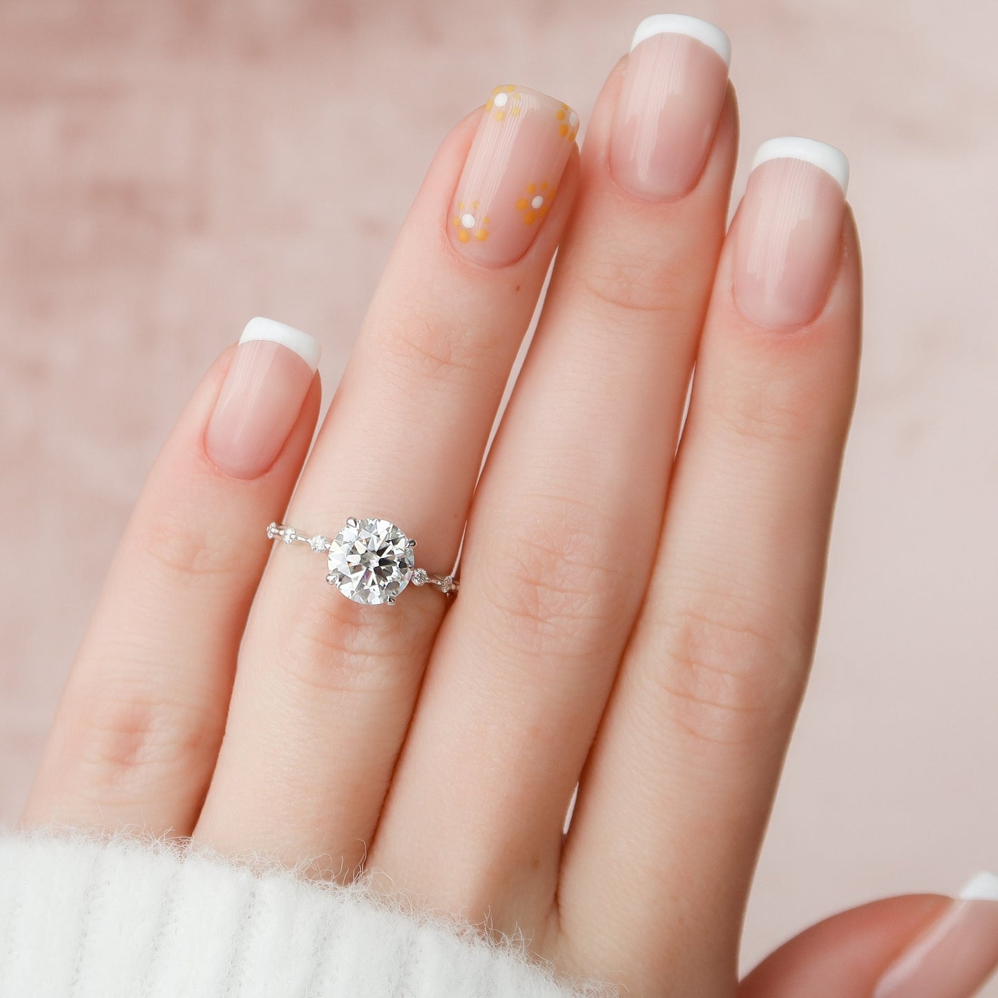 2.0 CT Round Dainty Pave Moissanite Engagement Ring