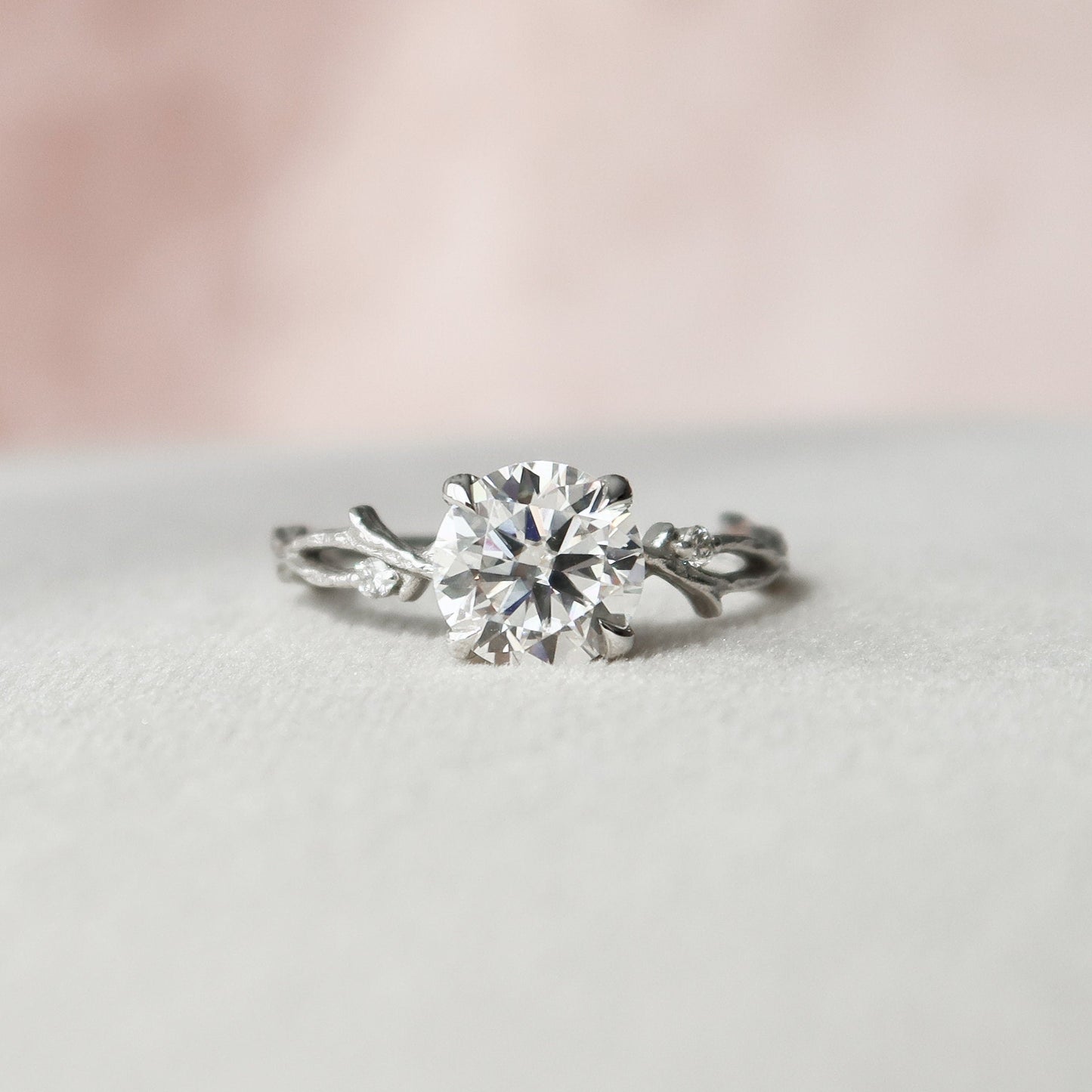 1.50 CT Round Twig Style Moissanite Engagement Ring