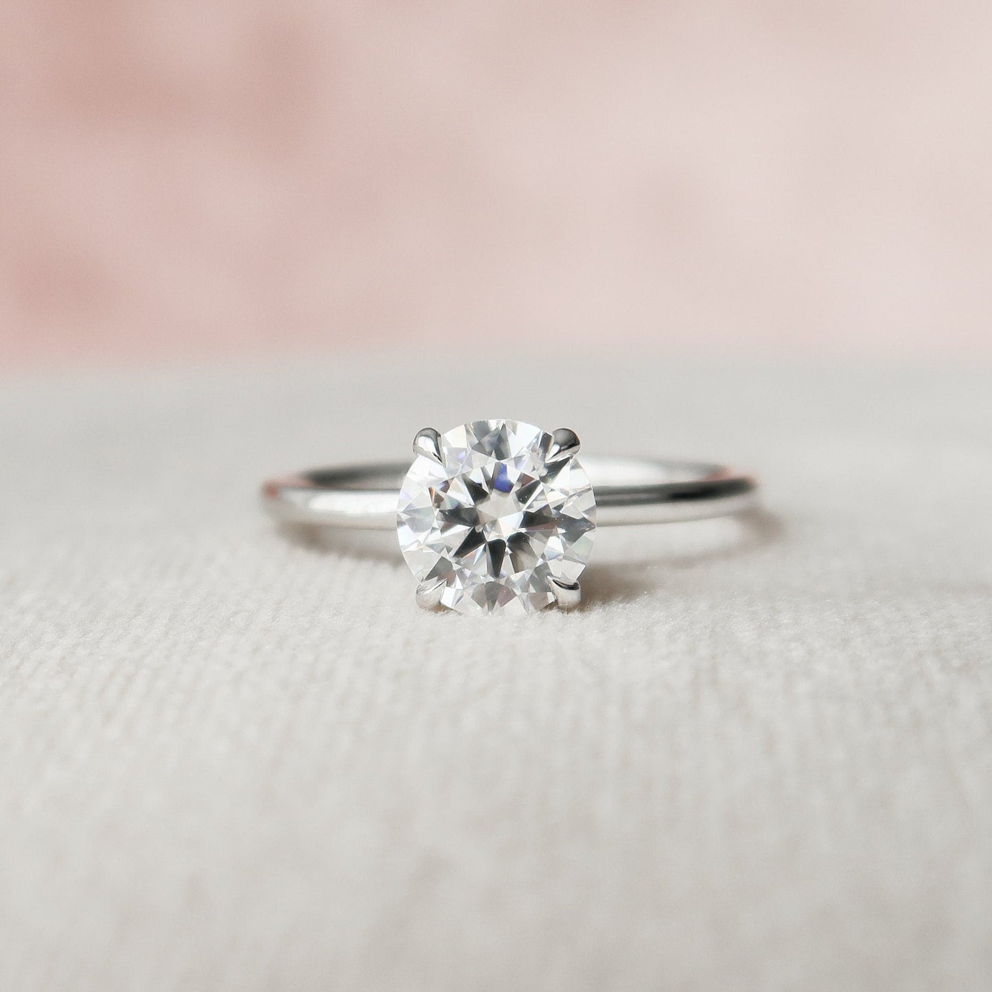 1.0 CT Round Hidden Halo Moissanite Engagement Ring