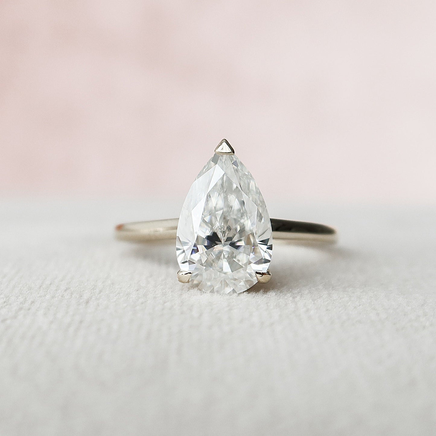 2.0 CT Pear Solitaire & Hidden Halo Style  Moissanite Engagement Ring